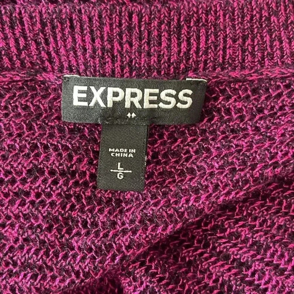Express Crew Neck 3/4 Sleeve Cable Knit Slouchy Sweater Size L - Picture 3 of 5